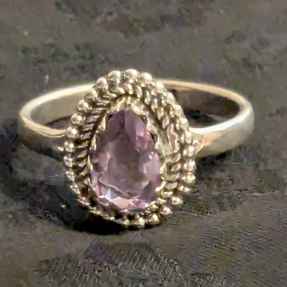 🆕 Unique 925 Solid Sterling Silver Amethyst Ring Size 5.5 - 6